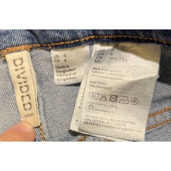 H&M Divided Women"s Sz 6 Blue High Rise Mom Jeans Button Fly Denim Cropped City - Picture 5 of 11